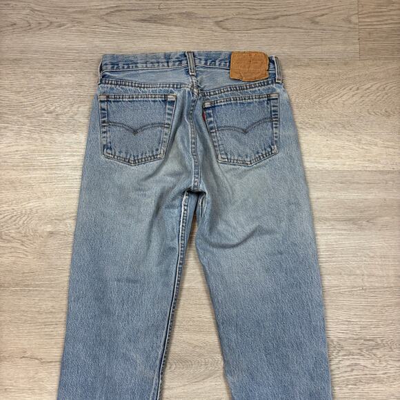 Vintage 80s Levi's 2501-0117 Straight Leg Ankle Fray Jeans 28x31 - Picture 3 of 12